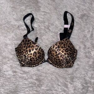Victoria's Secret Leopard Print Bra with Black Accents
